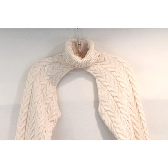 Zara Sweater Arm Warmer Cable Knit Turtleneck Womens size M Cream - Picture 2 of 8